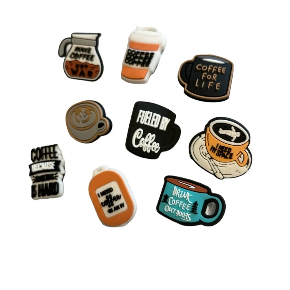 Coffee themed shoe/croc charm 9 piece bundle NEW - Picture 2 of 3